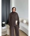 Hot - Nesly Omuz Pelerin Detay Takım - Acı Kahve
