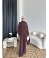 Hot - Nesly Omuz Pelerin Detay Takım - Bordo