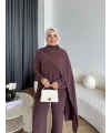Hot - Nesly Omuz Pelerin Detay Takım - Bordo
