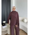 Hot - Nesly Omuz Pelerin Detay Takım - Bordo