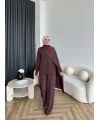Hot - Nesly Omuz Pelerin Detay Takım - Bordo