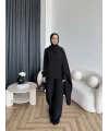 Hot - Nesly Omuz Pelerin Detay Takım - Siyah