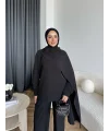 Hot - Nesly Omuz Pelerin Detay Takım - Siyah