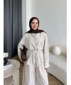 Hot - Saren Çizgili Takım - Bej