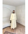 Keten Kırışık Etek Takım - Sarı
