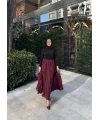 Kırışık Etek - Bordo