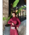 Kol Detaylı Püsküllü Body - Bordo