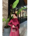Kol Detaylı Püsküllü Body - Bordo