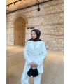 Kurdele Detaylı Kot Ceket - Beyaz