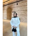 Kurdele Detaylı Kot Ceket - Beyaz