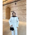 Kurdele Detaylı Kot Ceket - Beyaz