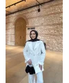 Kurdele Detaylı Kot Ceket - Beyaz
