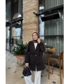 Kurdele Detaylı Kot Ceket - Siyah