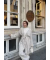 Kuşaklı Triko Takım - Bej