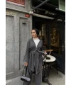 Kuşaklı Triko Takım - Gri
