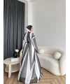 Kyl - Madella Şallı Abaya - Siyah - Beyaz
