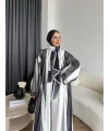 Kyl - Madella Şallı Abaya - Siyah - Beyaz