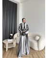 Kyl - Madella Şallı Abaya - Siyah - Beyaz