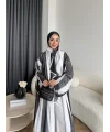 Kyl - Madella Şallı Abaya - Siyah - Beyaz