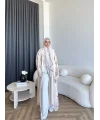 Kyl - Rhino Şallı Abaya - Pudra