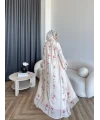 Kyl - Rhino Şallı Abaya - Pudra