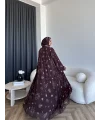 Kyl - Simara Şallı Abaya - Kahve