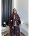 Kyl - Simara Şallı Abaya - Kahve