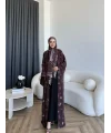 Kyl - Simara Şallı Abaya - Kahve