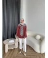 Leopar Fularlı Sweat - Bordo