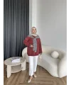 Leopar Fularlı Sweat - Bordo