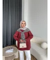 Leopar Fularlı Sweat - Bordo