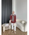 Leopar Fularlı Sweat - Bordo