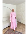 Linen Elbise - Pembe
