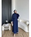 Mav - İndirimli Yan Bağlamalı Elbise - Lacivert
