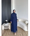 Mav - İndirimli Yan Bağlamalı Elbise - Lacivert
