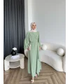 Mav - İndirimli Yan Bağlamalı Elbise - Yeşil
