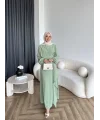 Mav - İndirimli Yan Bağlamalı Elbise - Yeşil