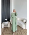 Mav - İndirimli Yan Bağlamalı Elbise - Yeşil