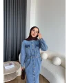 Melsa Kot Elbise - Açık Mavi