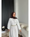 Milsa Lastikli Elbise - Beyaz