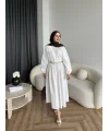 Milsa Lastikli Elbise - Beyaz