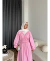 Milsa Lastikli Elbise - Pembe