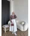 Mirlan Çizgi Detaylı Triko Kazak - Gri
