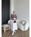 Mirlan Çizgi Detaylı Triko Kazak - Gri