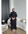 Moi - Selin Kat Kat Elbise - Siyah