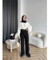 Mrs - Kemerli Bol Paça Pantolon - Siyah