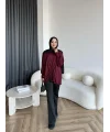 Mury Büzgü Detaylı Triko Kazak - Bordo