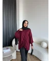 Mury Büzgü Detaylı Triko Kazak - Bordo