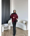 Mury Büzgü Detaylı Triko Kazak - Bordo
