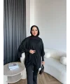Mury Büzgü Detaylı Triko Kazak - Siyah